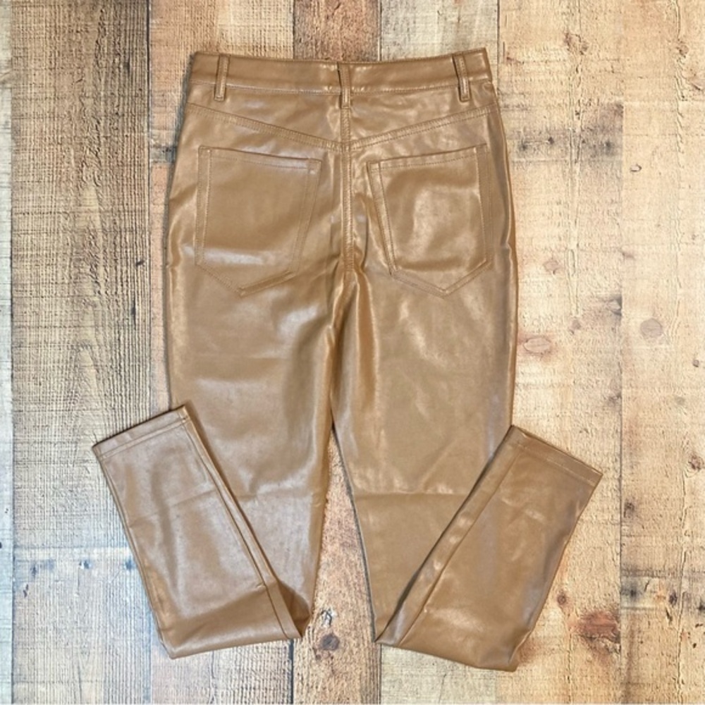 Wilfred Free Aritzia Vegan Leather Skinny Pants Cognac Brown High Waisted Size 2 - Picture 3 of 8